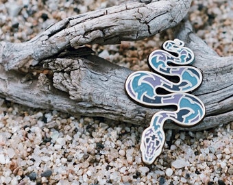 Enamel Lapel Pin Badge, Enamel Pin Badge, Lapel Hard Enamel Pin, Lapel Hat Pins, Hatpin, Snake Pin, Glow in the Dark Pin.