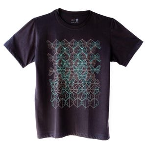 UV aktiv Schmetterling Morph Psy T Shirt Goa Festival Psychedelic Kleidung Glow Party Tribal Shirt Brennender Mann Fraktal Kunst schwarzes Baumwoll-T-Shirt