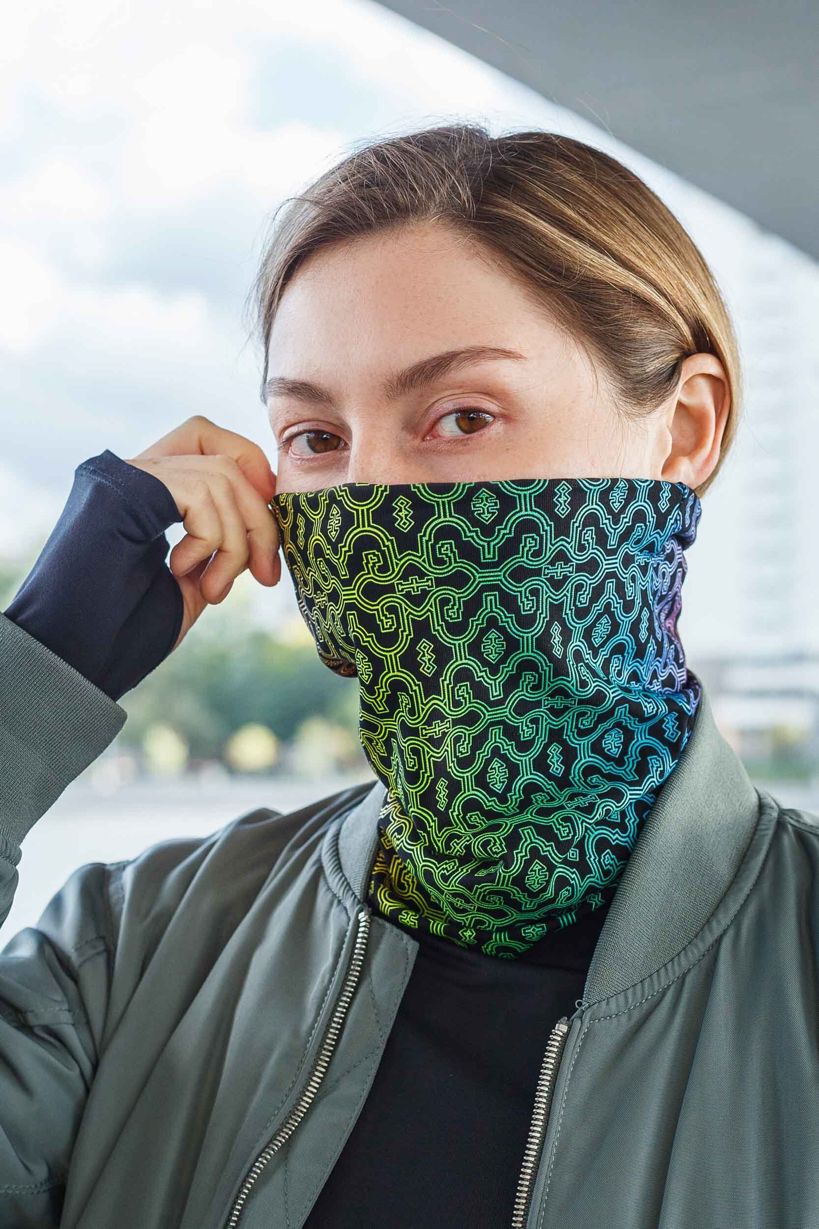 Cotton Gaiter Face Mask Mens SHIPIBOGRADIENT BLACK Full Etsy