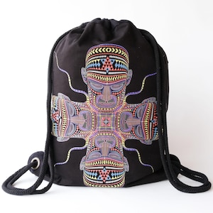 Canvas drawstring backpack - CHANGO - festival drawstring bag, gymbag, gym bag backpack, sack backpack, mini backpack, festival tool.