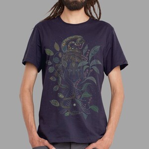 Visionary art t shirt for him. Sacred geometry shirt in grey AYA Christmas gift for men. image 4