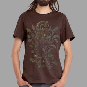 Visionary art t shirt for him. Sacred geometry shirt in grey AYA Christmas gift for men. image 7