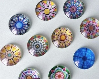 CAB2B3 5 Oval 18mm Cabochons Mosaic Printed half domed glass