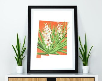 New Mexico State Flower Yucca Art Digital Download USA Geography and Maps, gift idea, print at home, housewarming gift, new mexico gift