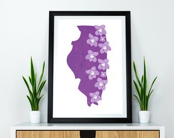 Illinois State Flower Violet Art Digital Download USA Geography and Maps