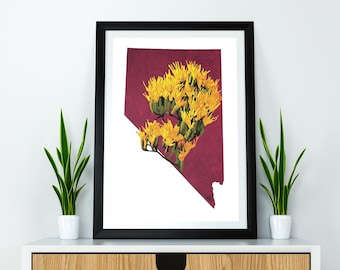 Nevada State Flower Sagebrush Art Digital Descargar EE.UU. Geografía y mapas, idea de regalo, impresión en casa, regalo de inauguración de la casa, regalo de Nevada, vegas