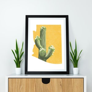Arizona State Flower Saguaro Cactus Digital Download Art, geografia e mappe degli Stati Uniti, idea regalo, stampa a casa, regalo di inaugurazione della casa, regalo dell'Arizona