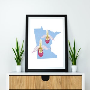 Minnesota State Flower Showy's Lady Slipper, digitale download, USA Geografie en Kaarten, Cadeau idee, thuis printen, housewarming cadeau