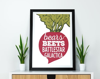 Bears Beets Battlestar Galactica The Office Dwight Schrute Poster Digital Download, Typogrpahy Poster