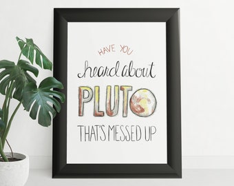 ¿Has oído hablar de Plutón? Descarga digital del cartel de Psych, cartel de tipografía