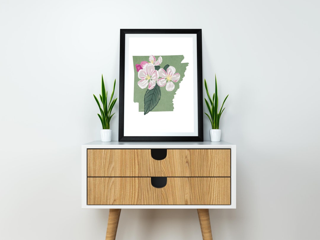 Arkansas State Flower Apple Blossom Art Digital Download, USA Geography ...