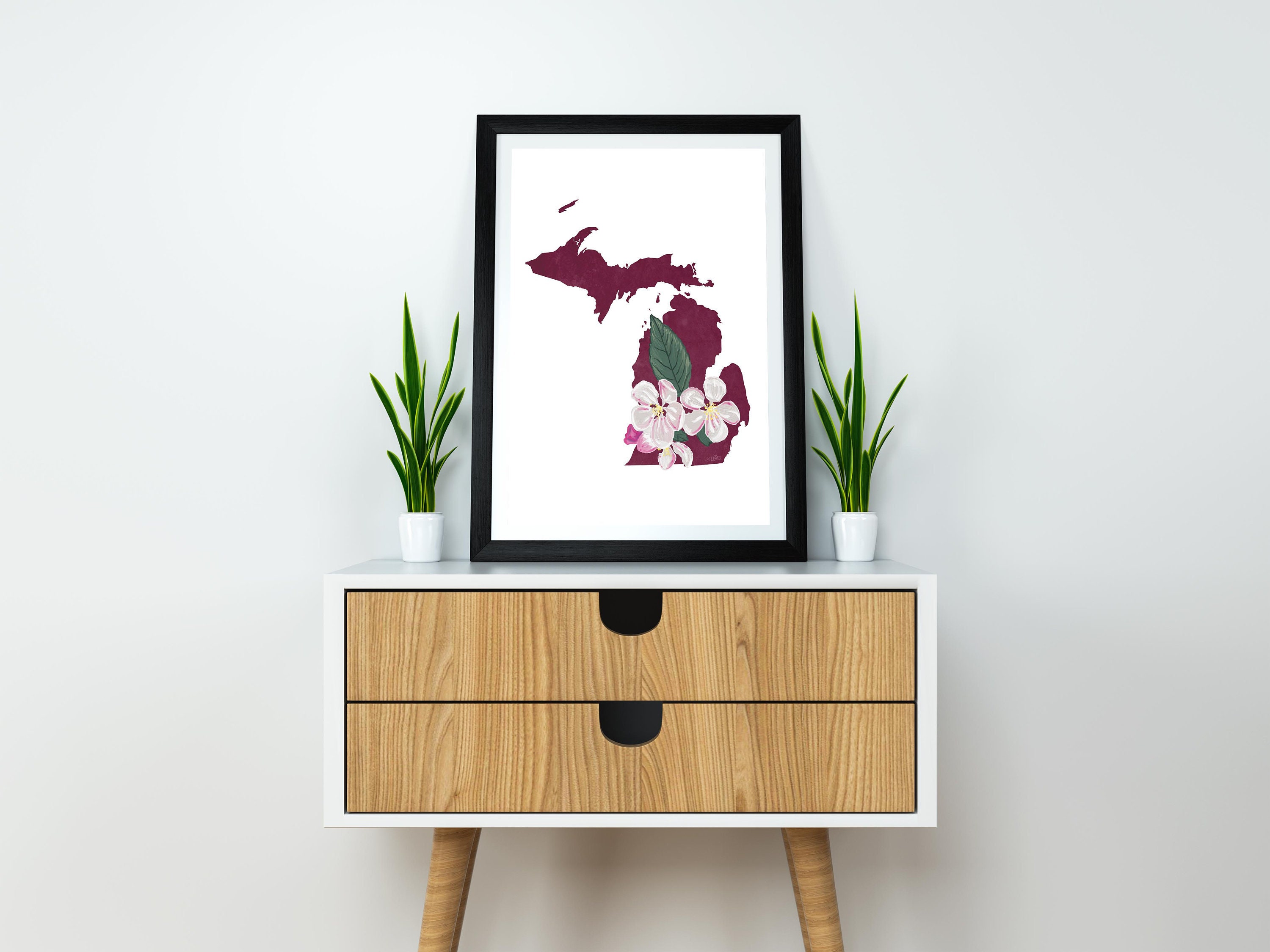 Michigan State Flower Apple Blossom Art Digital Download USA Geography ...