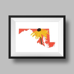 Maryland State Flower Black Eyed Susan Art Digital Download USA Geografie en kaarten, cadeau idee, print thuis, Inwijdingsfeest cadeau, massacadeau