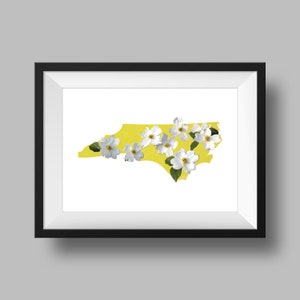 North Carolina State Flower Hartriegel, USA Geographie und Karten, Geschenkidee, Druck zu Hause, Einweihungsparty Geschenk, nc Geschenk
