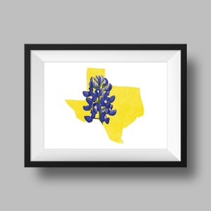 Texas State Flower Bluebonnet Art Digital Descargar geografía y mapas de EE. UU., idea de regalo, impresión en casa, regalo de inauguración de la casa, regalo de Texas, Houston
