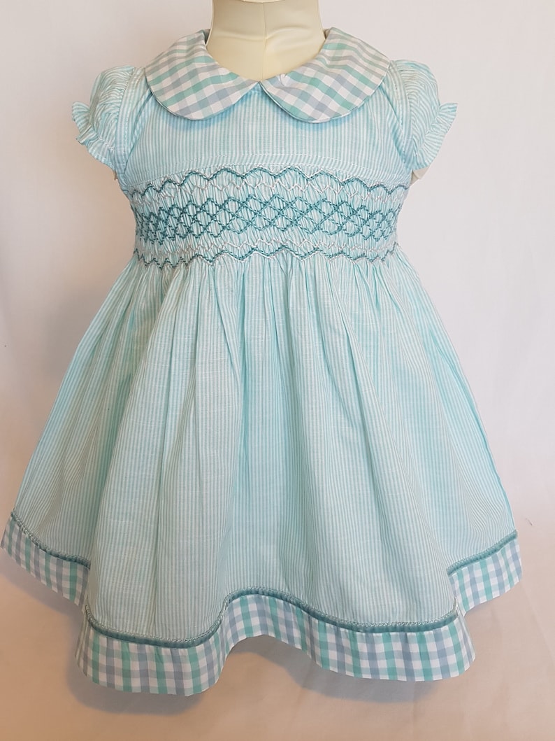 Beautiful Light Green Hand Smocked Baby Dress With Peter Pan Etsy