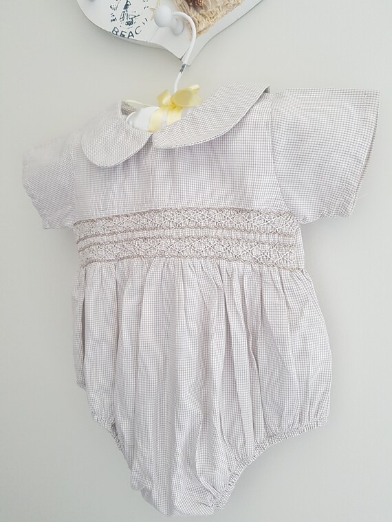 baby boy smocked romper