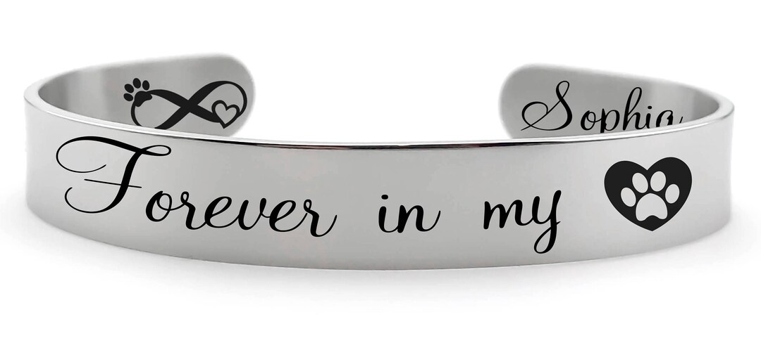 Memorial Forever in My Heart pet Loss Stainless Steel Cuff Rememberance ...