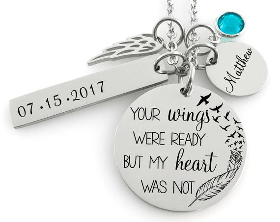 Your Wings Were Ready Memorial Christmas Ornament Sympathy Gift W Angel Wing Charm