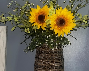 Sunflower home decor hanging flower basket