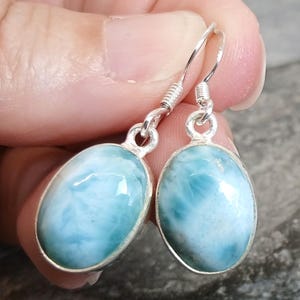 Blue Larimar 925 Sterling Silver Earrings