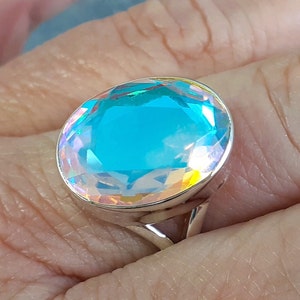 Mercury Mystic Topaz 925 Sterling Silver Ring Size N,Q 1/2,R US Size 6.5,8.25,8.5