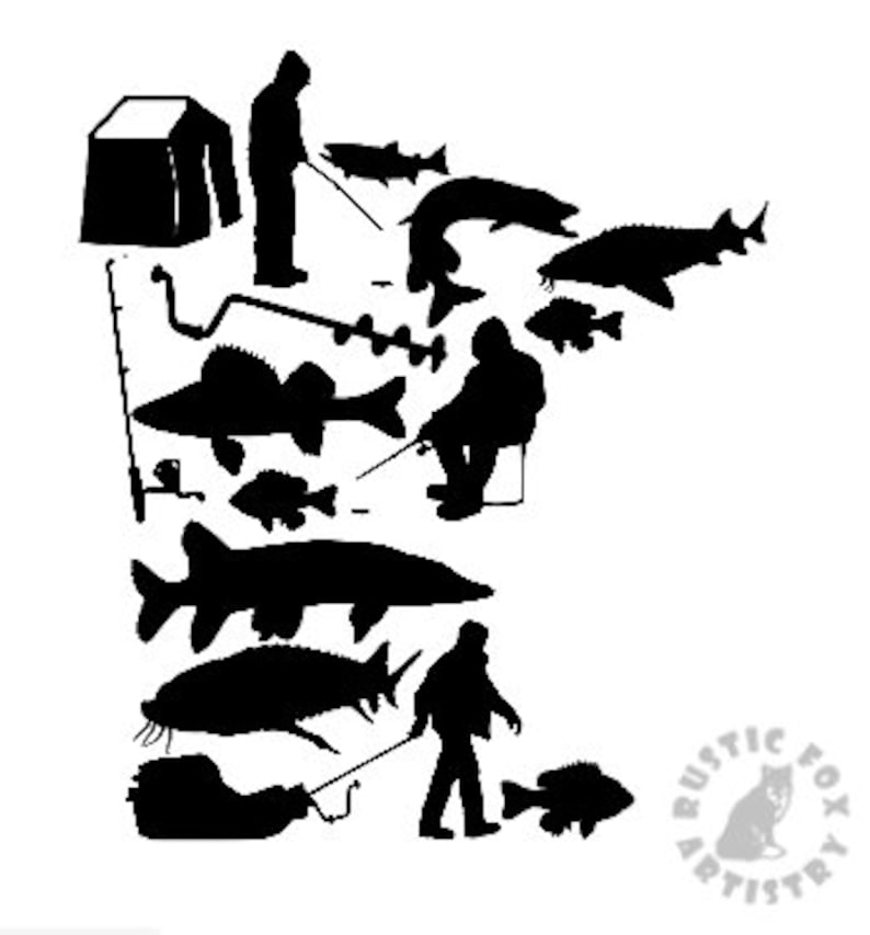 Minnesota Ice Fishing Decal Etsy