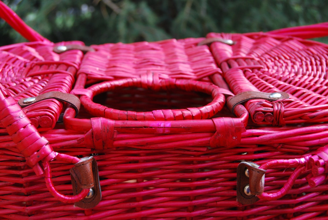 Wicker PicNic Basket Wine Holder Etsy