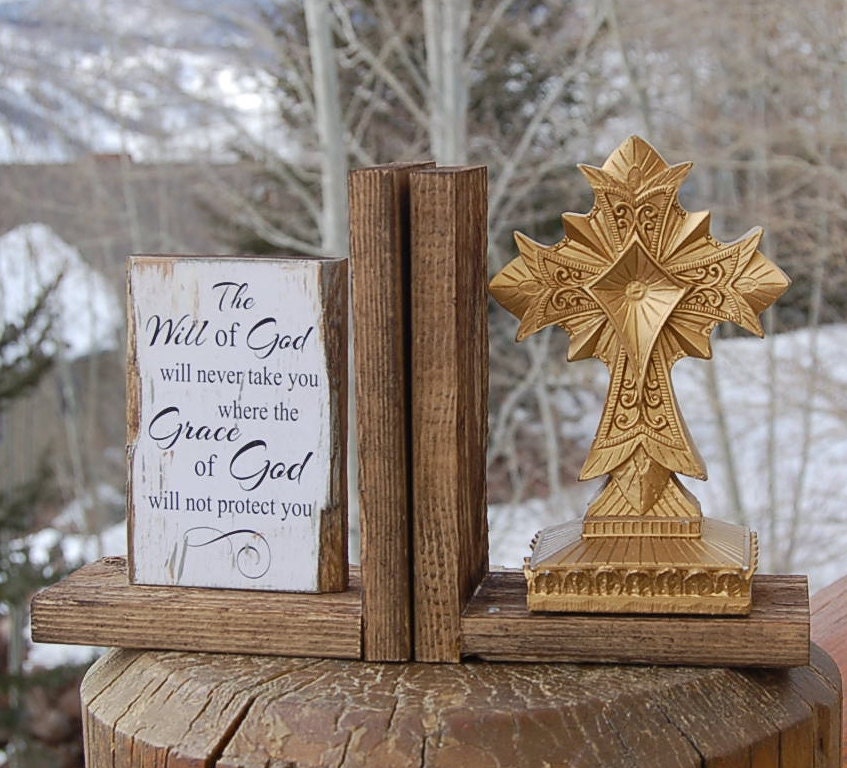 Christian Cross Bookends The Will and Grace of God Gold Ghost Etsy