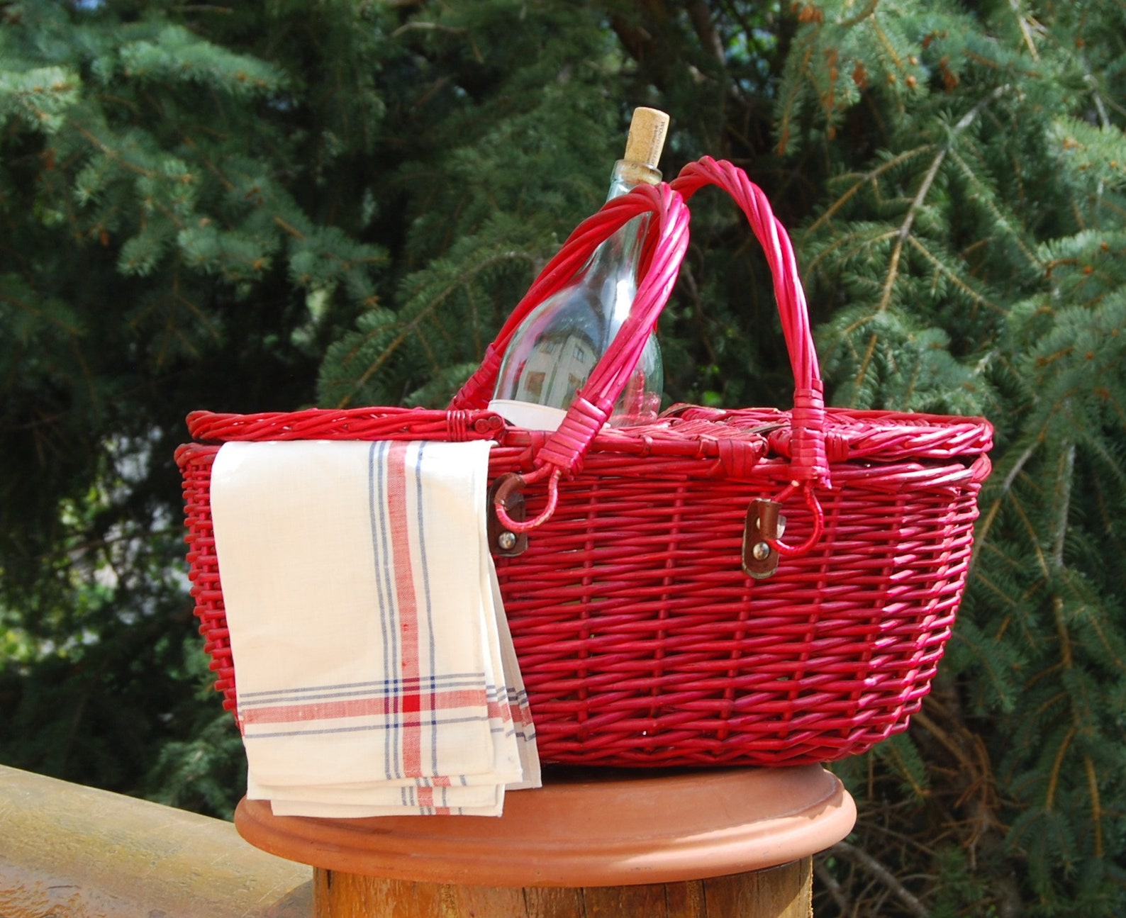 Wicker PicNic Basket Wine Holder Etsy