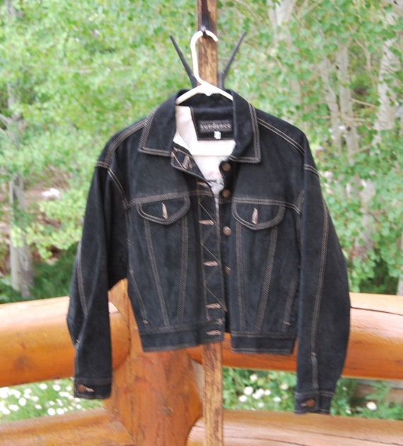 Black Suede Jean Jacket Size Small