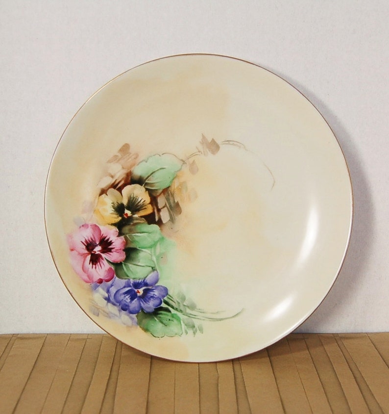 Noritake Nippon Hand Painted Pansy Plate Circa 1911 antique