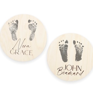 Custom Engraved Baby Footprint Sign: DIY Inking Round