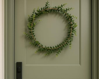 Minimalist Eucalyptus Hoop Wreath - Modern Greenery Decor for All Seasons (14")