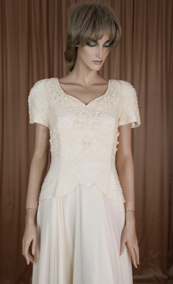 70s Vintage Beaded Wedding Dress - Silk Chiffon, Handmade in Italy - Etsy