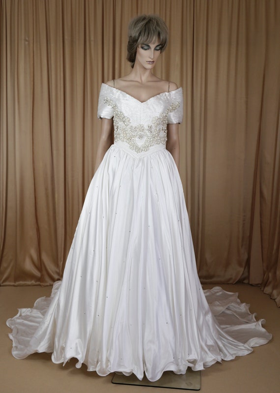 Wedding Dress 80s Vintage 1980s Princes Style White Bridal Gown Made in  Italy Dress - Etsy