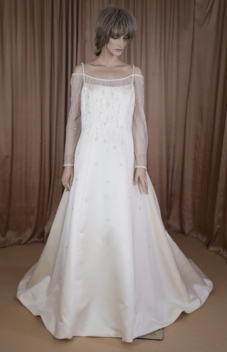 90/'s Vintage Wedding Dress wedding dress from the 1990/'s \u2013 Romantic bridal gown Off shoulder dress A line wedding dress