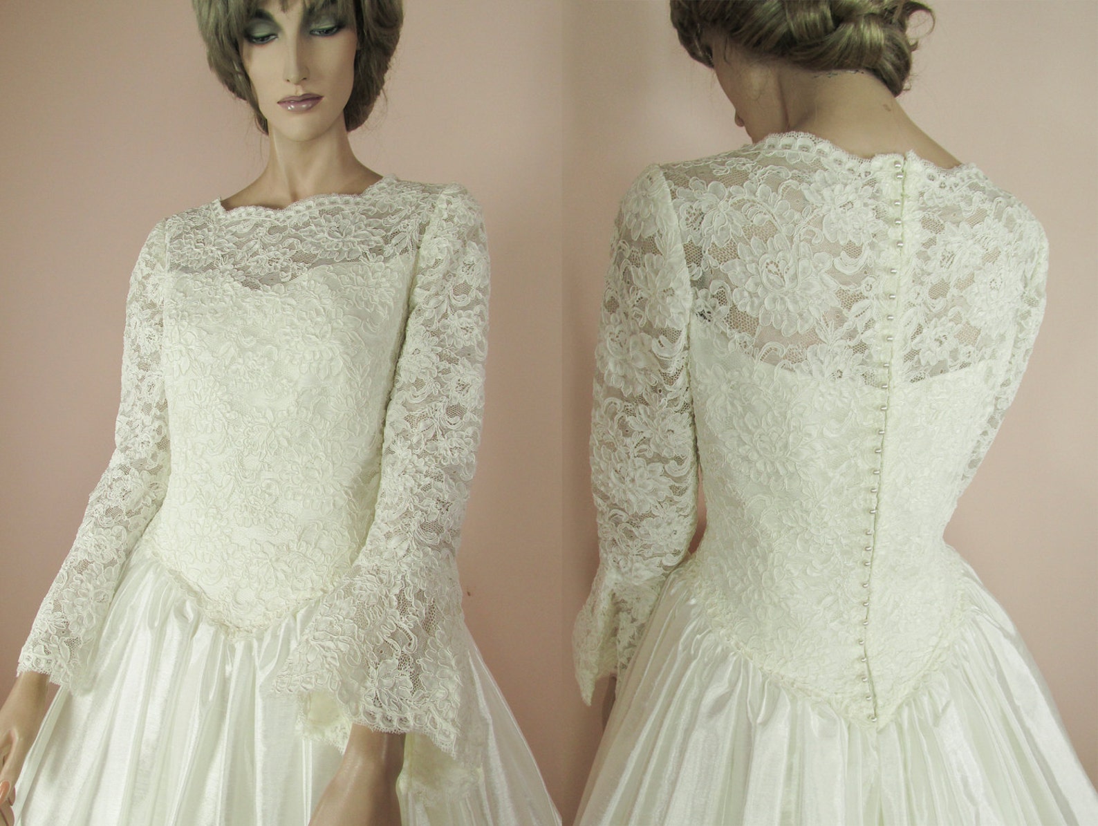 Vintage Wedding Dress 90's Bridal Gown From 1990s Lace Princess Wedding ...