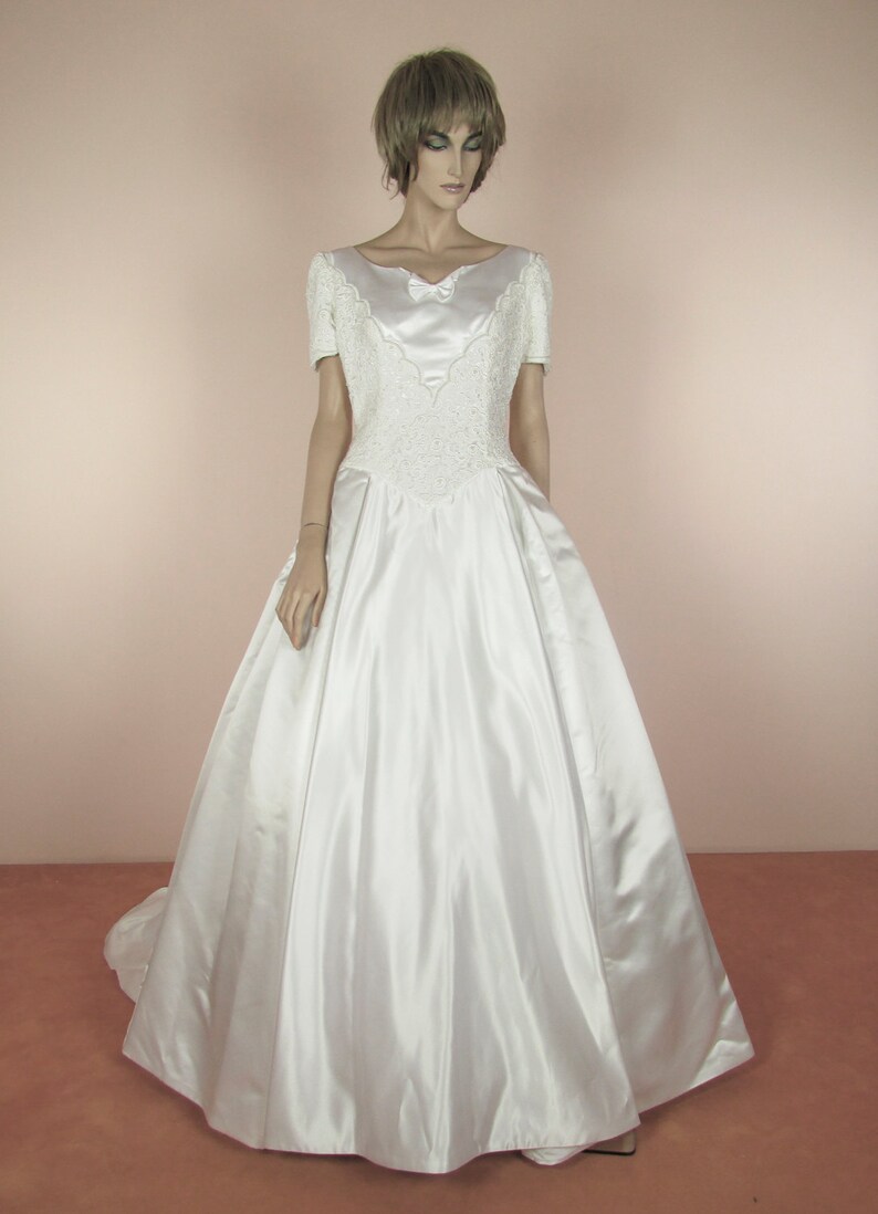 White Wedding Dress 80s Ball Gown Cinderella Style