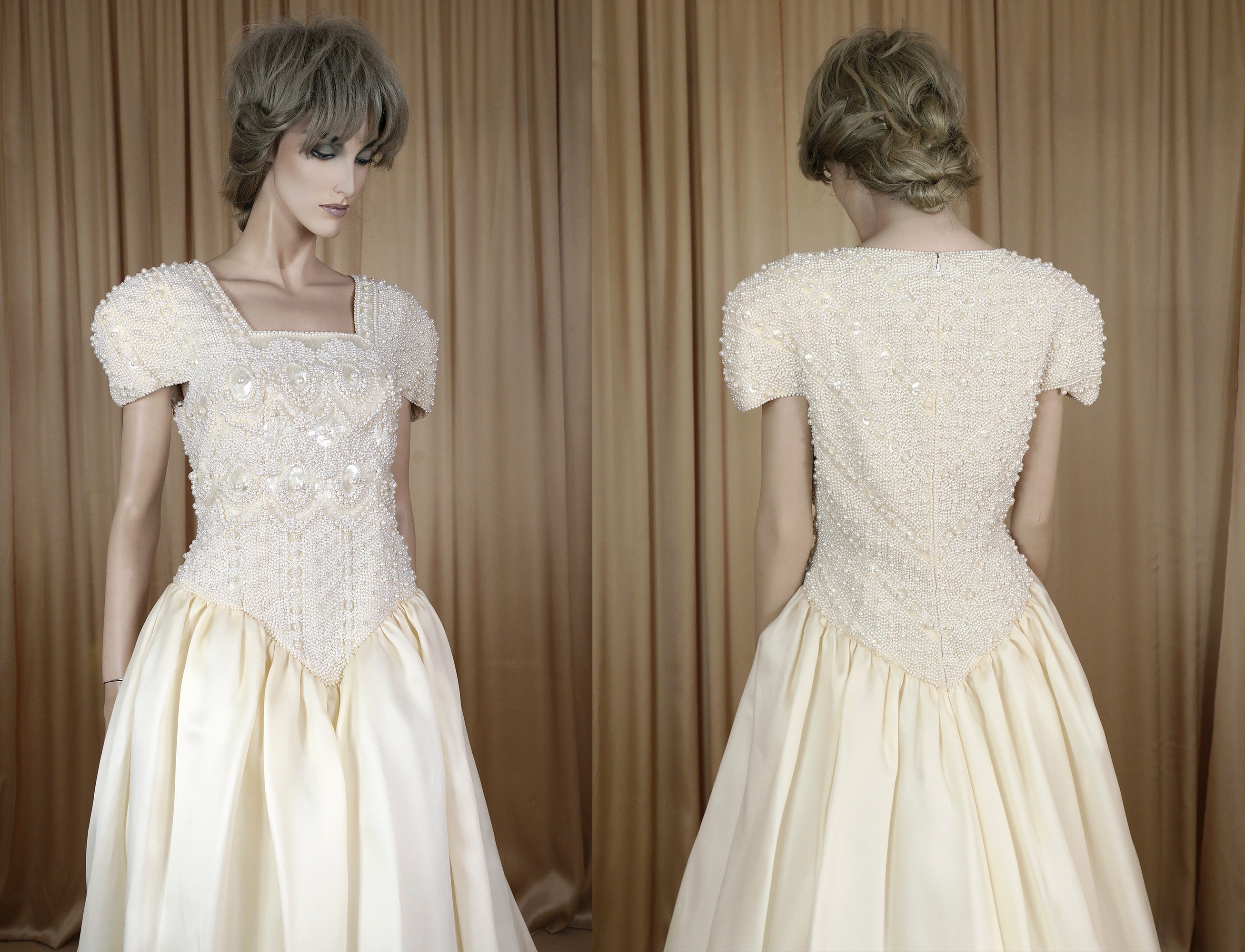 Robe de mariée ivoire des années 80 Élégante robe de mariée ivoire