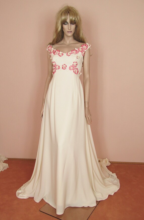Romantic Macrame Lace Wedding Dress Vintage Bridal Gown 70s Etsy