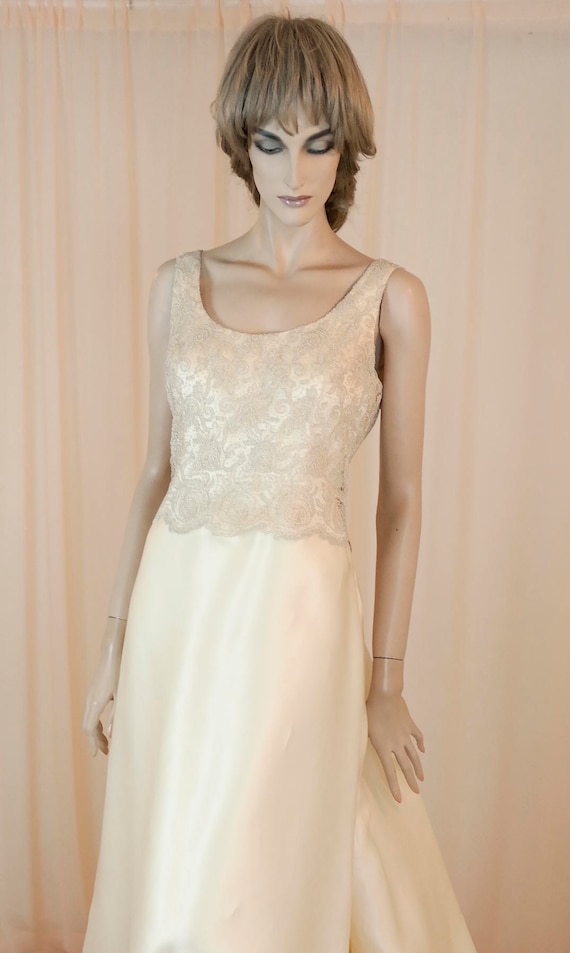 90s Vintage Wedding Dress: Gold Lace, Silk Organza A-line Gown - Etsy 90s Vintage Wedding Dress: Gold Lace, Silk Organza A-line Gown - Etsy