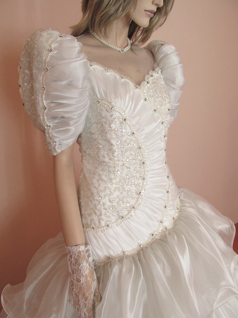 White Wedding Dress 80s Vintage bridal gown from 1980s Etsy