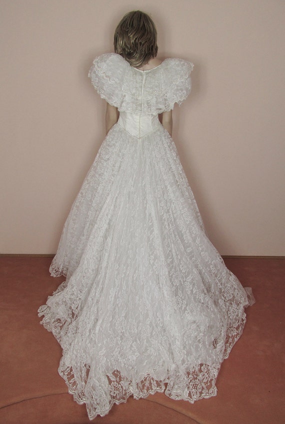 Romantic White Wedding Dress 70s Cinderella Princess Style Etsy