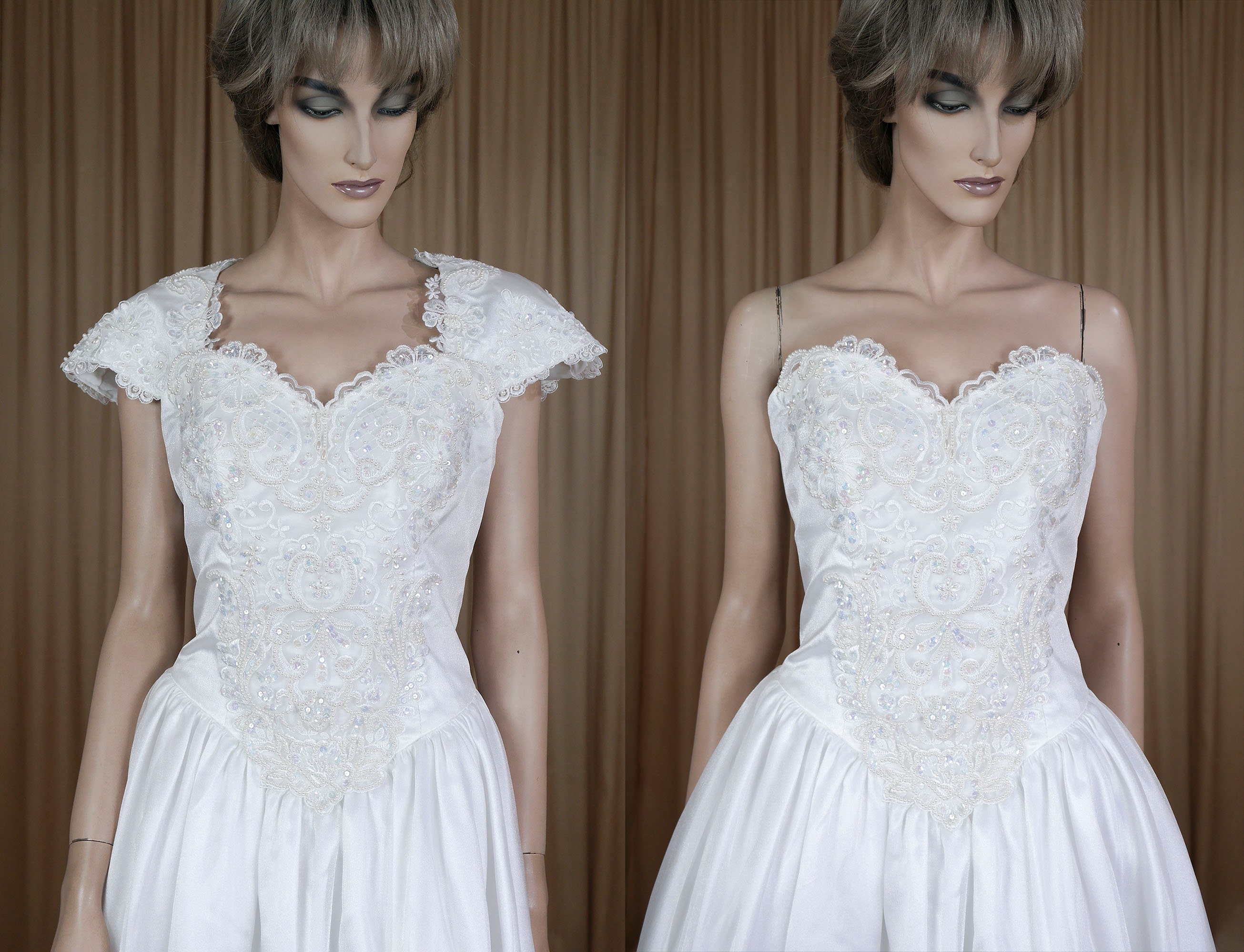 Gothic Wedding Dresses Beads Ruched Tiered Lace Dress A Line