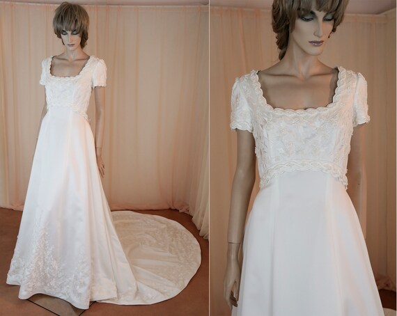 90 S Vintage Wedding Dress Elegant Ivory Wedding Dress Etsy