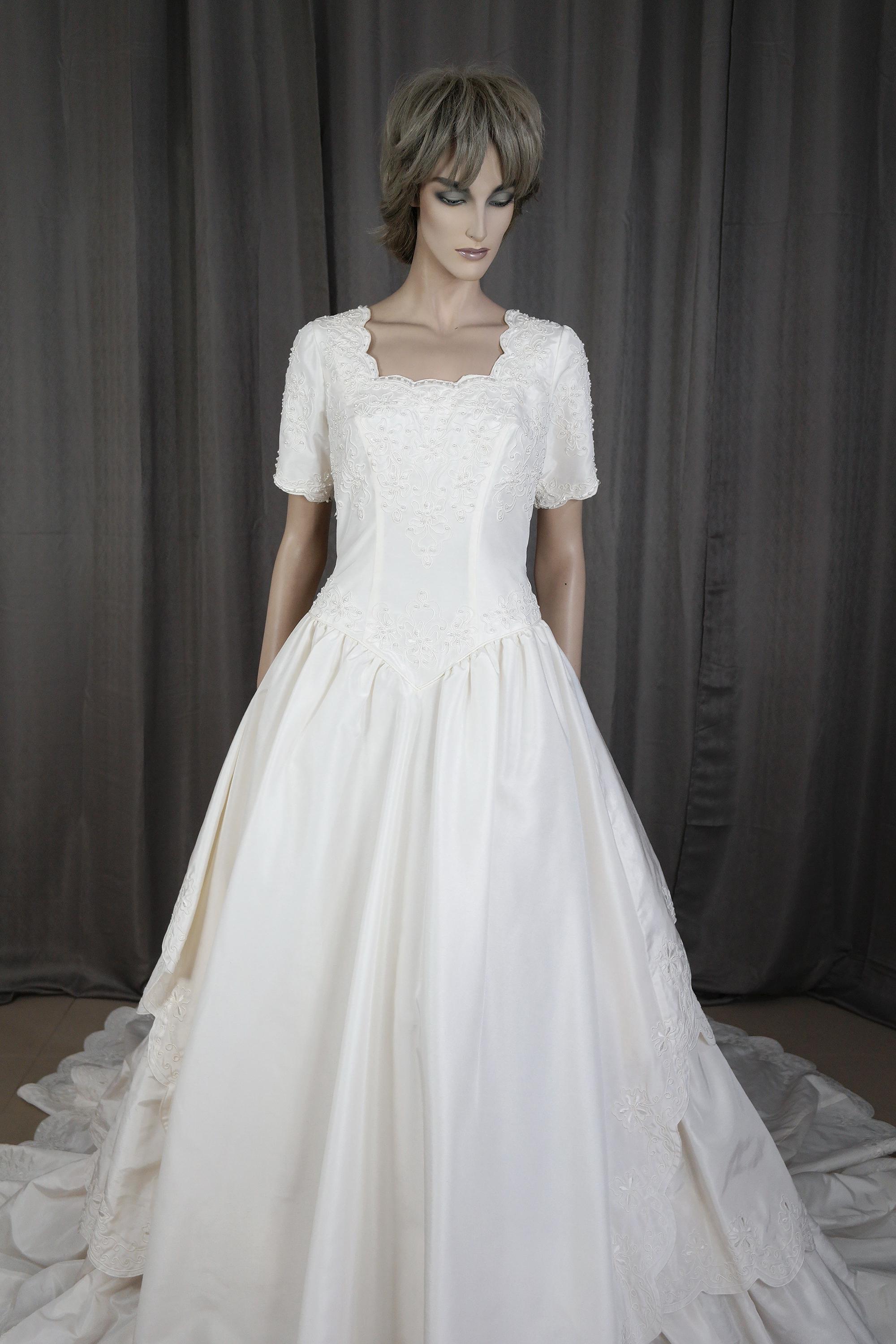 silk shantung wedding dress Deep V Simple Shantung Wedding Dress