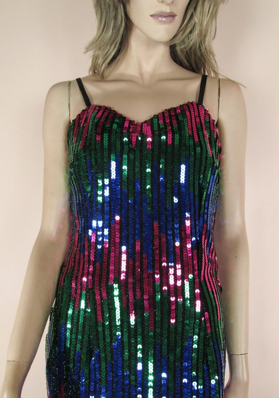 Vestido vintage de los años 80 Multicolor lentejuelas - Etsy México Vestido vintage de los años 80 Multicolor lentejuelas - Etsy México