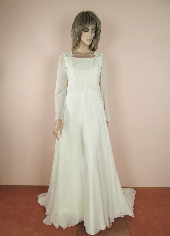 Con fecha de Ciudadano Automático Boda del Vintage de los años 90 Dress Vestido de novia - Etsy España