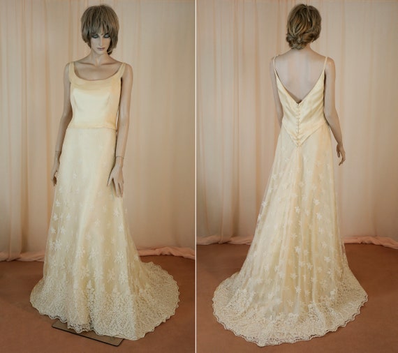 90 S Vintage Wedding Dress Light Peach Pink Dress From Etsy